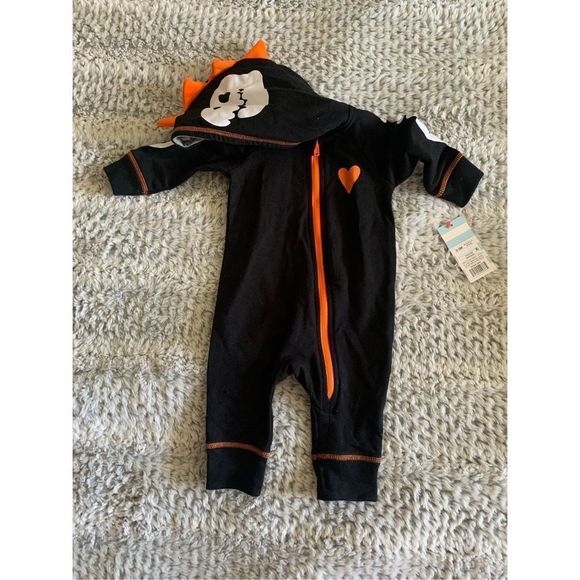 Cat & Jack Dinosaur One Piece Hoodie 0-3mo - Picture 1 of 8